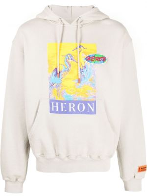 Pamučna hoodie s kapuljačom s printom Heron Preston siva