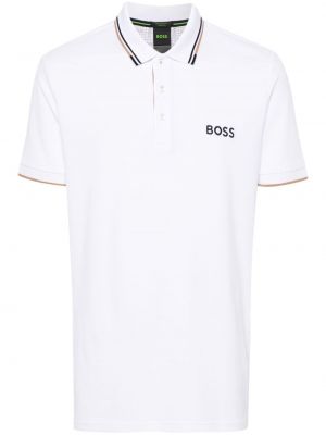 Poloshirt med broderier Boss hvid