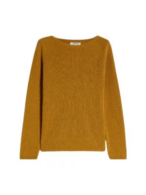 Sweter wełniany z kaszmiru S Max Mara żółty