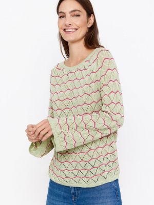 Длинный свитер в полоску Cortefiel зеленый