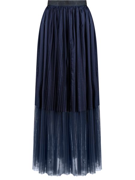 Плиссированная длинная юбка Brunello Cucinelli синяя