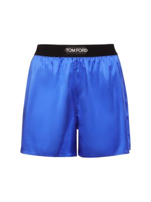 Pantaloni scurți din satin de mătase Tom Ford albastru