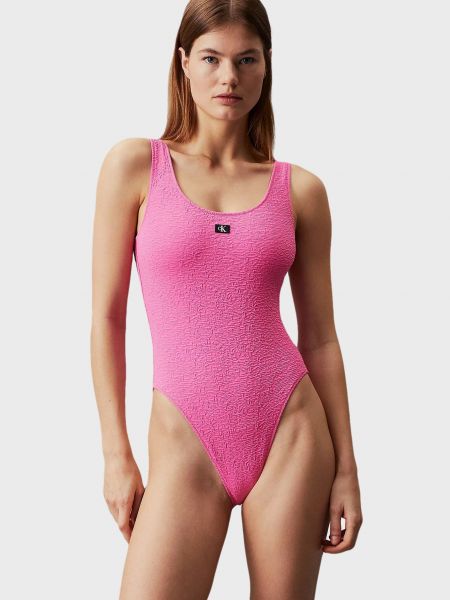 Рожевий суцільний купальник з вирізом на спині Calvin Klein