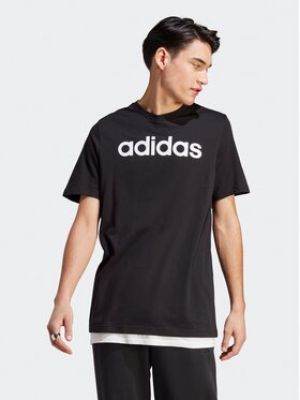 Džerzej priliehavé tričko s výšivkou Adidas čierna