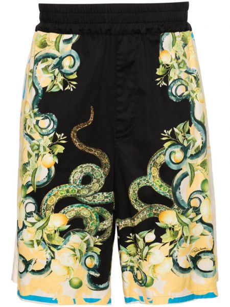 Bermuda kratke hlače s printom sa zmijskim uzorkom Roberto Cavalli crna