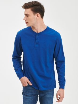 Tričko s dlouhým rukávem s dlouhými rukávy Gap modré