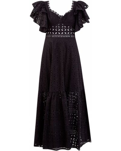 Кружевное платье-макси с широким поясом и оборками Charo Ruiz Ibiza - Черный