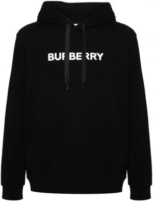 Pamučna hoodie s kapuljačom s printom Burberry crna