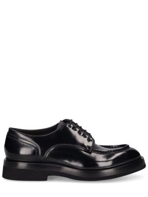 Csipkés bőr fűzős derby cipő Santoni fekete