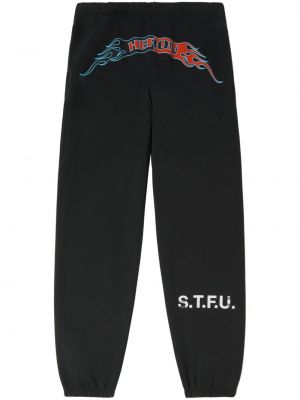 Bavlněné sportovní kalhoty s potiskem Heron Preston černé
