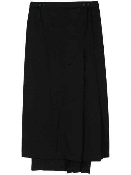 Asimetrična vunena suknja Yohji Yamamoto crna