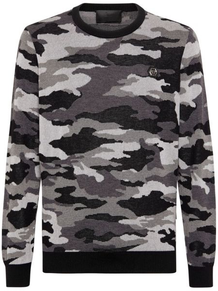 Merinowolle langer pullover mit camouflage-print Philipp Plein