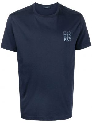 Памучна тениска с принт Fay синьо