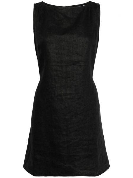 Λινή κοκτέιλ φόρεμα Faithfull The Brand μαύρο