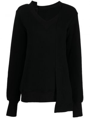 Asymmetrischer sweatshirt mit v-ausschnitt Yohji Yamamoto schwarz