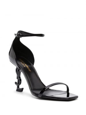 Lakoti dabīgās ādas sandales Saint Laurent melns