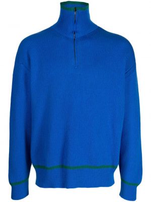 Вълнен пуловер с цип Pringle Of Scotland синьо