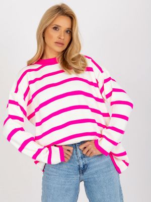 Oversized pruhovaný sveter so stojačikom Fashionhunters
