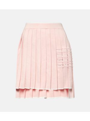 Πλισέ βαμβακερή φούστα mini Thom Browne ροζ