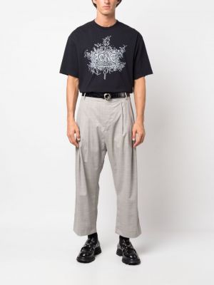 Plisované vlněné kalhoty Hed Mayner šedé