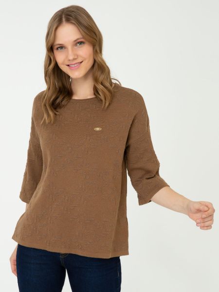 Хлопковый свитер U.s. Polo коричневый