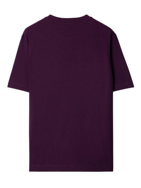 Haftowana koszulka bawełniana Burberry fioletowa