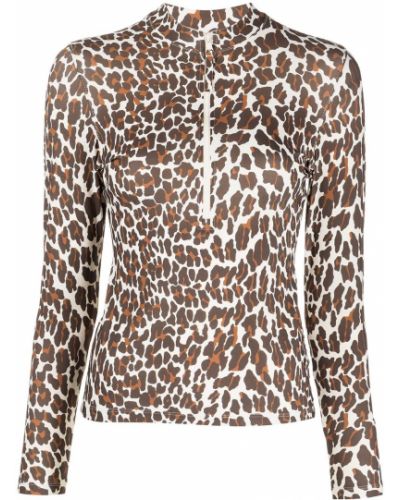 Leopard trykt lang topp Tory Burch brun