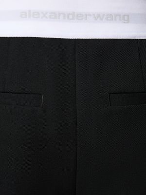 Pliszírozott gyapjú magas derekú nadrág Alexander Wang fekete