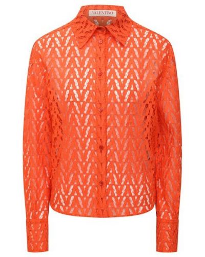 Хлопковая рубашка из вискозы Valentino оранжевая