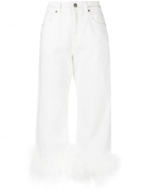 Bavlněné straight fit džíny z peří P.a.r.o.s.h. bílé