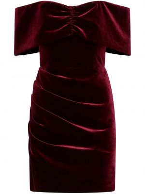 Aksamitna sukienka koktajlowa drapowana Nicholas czerwona