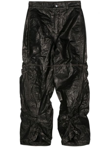 Pantaloni din piele Ximon Lee negru