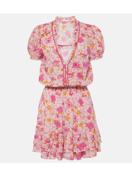 Платье мини в цветочек с принтом Poupette St Barth розовое
