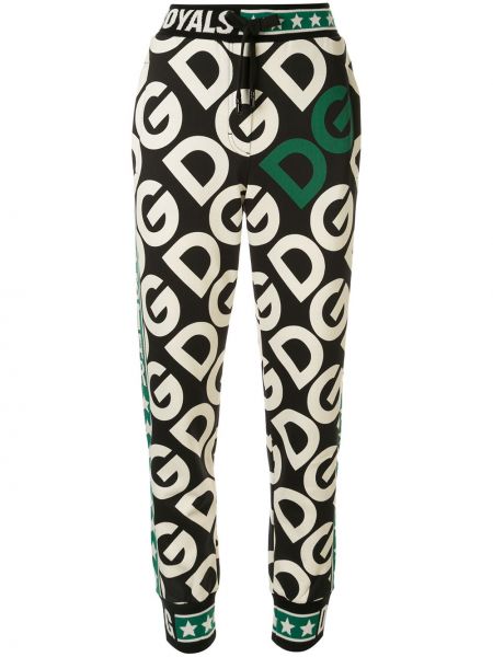 Pruhované teplákové nohavice s potlačou Dolce & Gabbana čierna