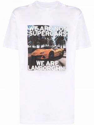 Camiseta con estampado Automobili Lamborghini blanco