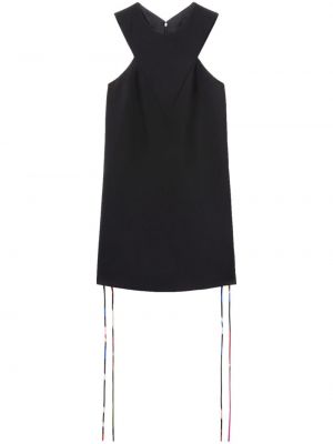 Obleka z vezalkami s čipko iz krep tkanine Pucci črna