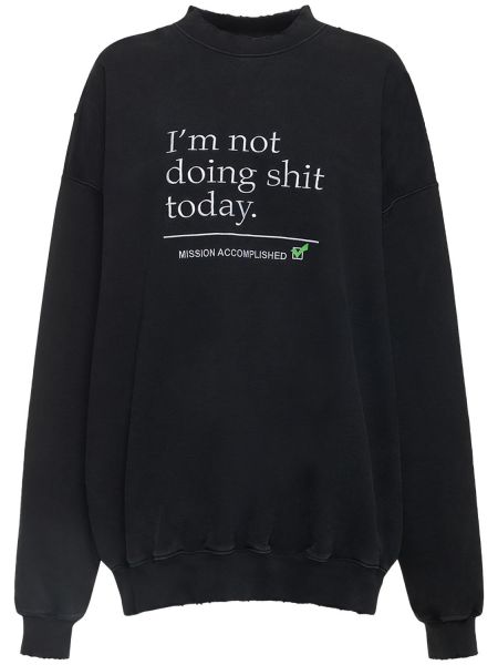 Baskılı pamuklu sweatshirt Vetements siyah