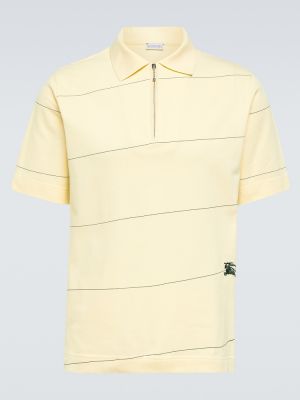 Памучна поло тениска на райета Burberry жълто
