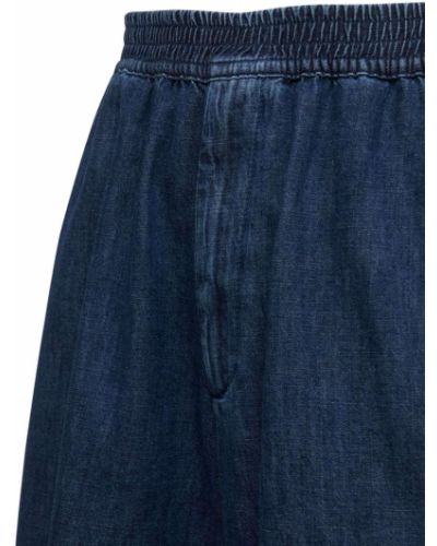 Pantaloni scurți din denim din bumbac Valentino albastru