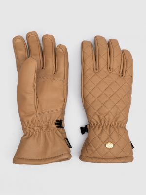 Стеганые кожаные перчатки Goldbergh коричневые
