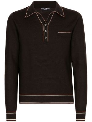 Vilnonis polo marškinėliai Dolce & Gabbana ruda