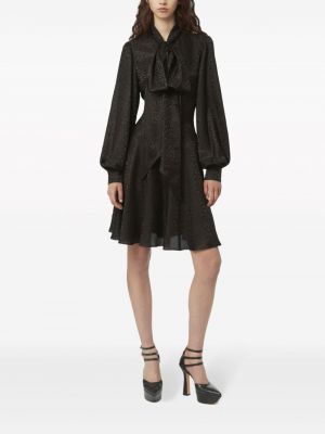 Sukienka z kokardką z nadrukiem w panterkę Nina Ricci czarna
