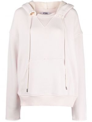 Pamučna hoodie s kapuljačom s izrezima Pnk ružičasta