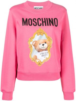 Rund hals trykt lang genser Moschino rosa