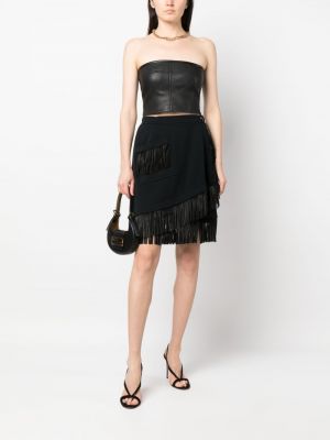 Černé vlněné sukně s třásněmi Yves Saint Laurent Pre-owned