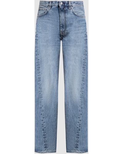 Прямые джинсы с потертостями Toteme голубые