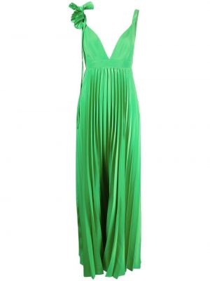 Вечерна рокля на цветя с v-образно деколте P.a.r.o.s.h. зелено