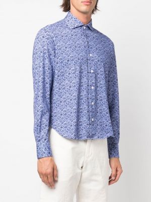 Květinová košile s potiskem Orian modrá