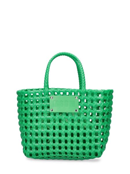 Pletená nákupná taška Msgm zelená