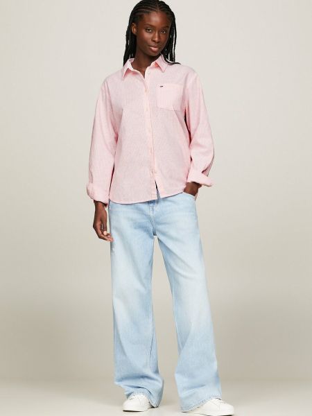 Блузка в полоску Tommy Jeans розовая